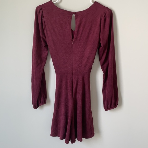 Altar’d State Burgundy Long Sleeve Romper - Picture 6 of 6